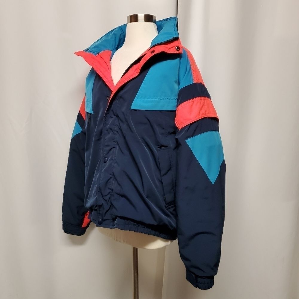 Vintage 80s Puffer Color Block Winter Snow Ski Jacket‎ Medium